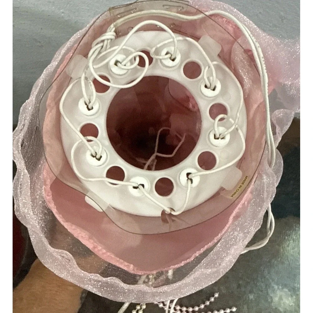 Vintage Pink Porcelain Face Angel Christmas Tree Topper 10-Light Lighted Y2K
